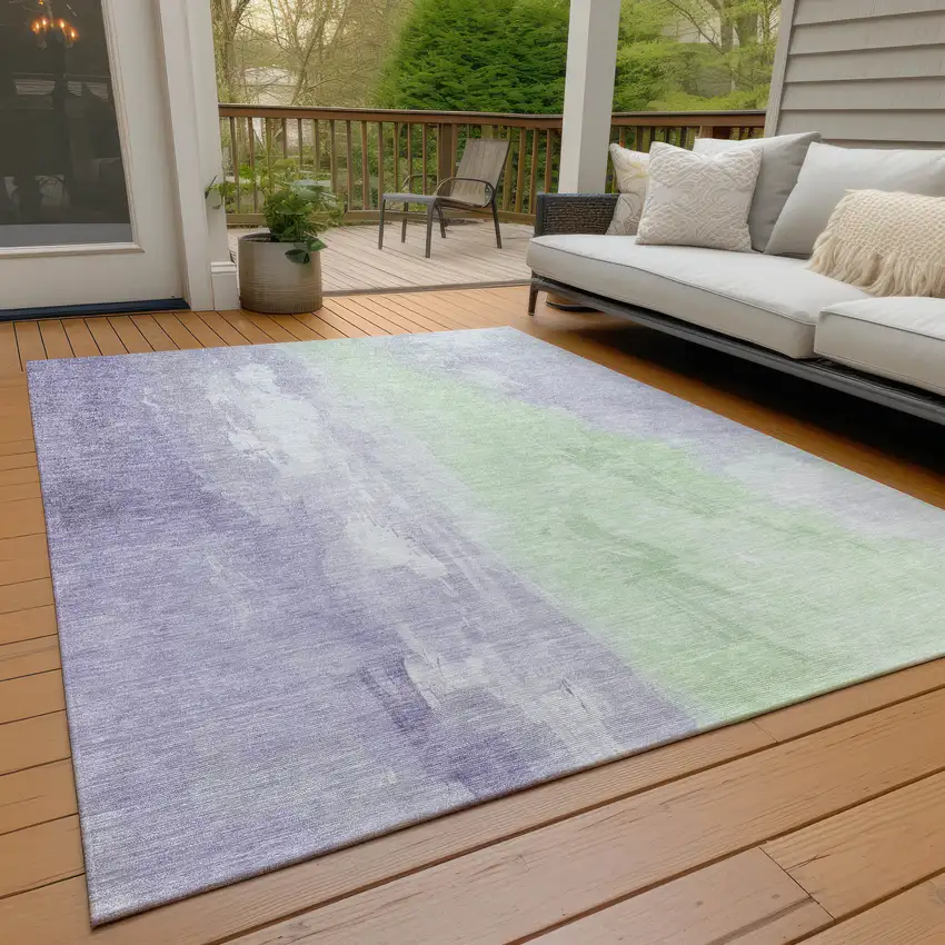 Lavender And Mint Green Abstract Washable Indoor Outdoor Area Rug Photo 8