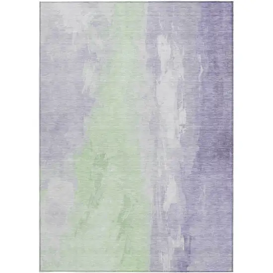 Lavender And Mint Green Abstract Washable Indoor Outdoor Area Rug Photo 1