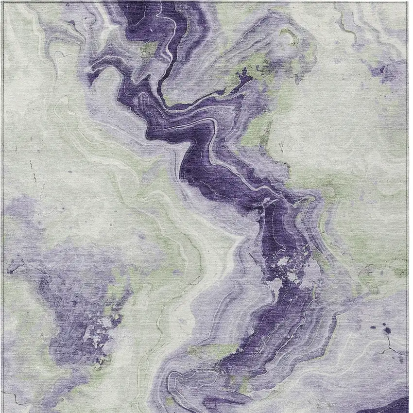 Lavender And Mint Green Abstract Washable Indoor Outdoor Area Rug Photo 9