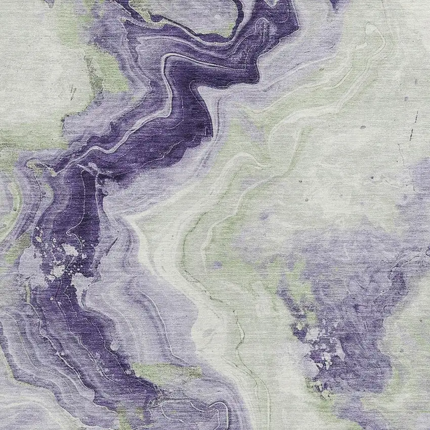 Lavender And Mint Green Abstract Washable Indoor Outdoor Area Rug Photo 3