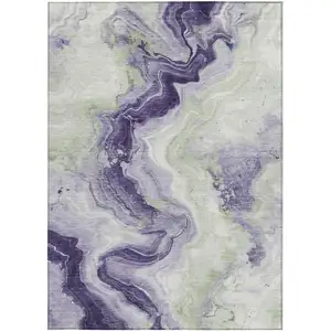 Photo of Lavender And Mint Green Abstract Washable Indoor Outdoor Area Rug