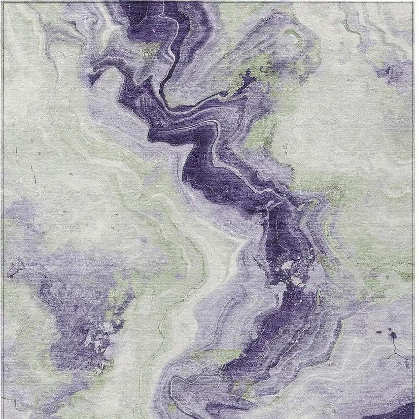 Lavender And Mint Green Abstract Washable Indoor Outdoor Area Rug Photo 4