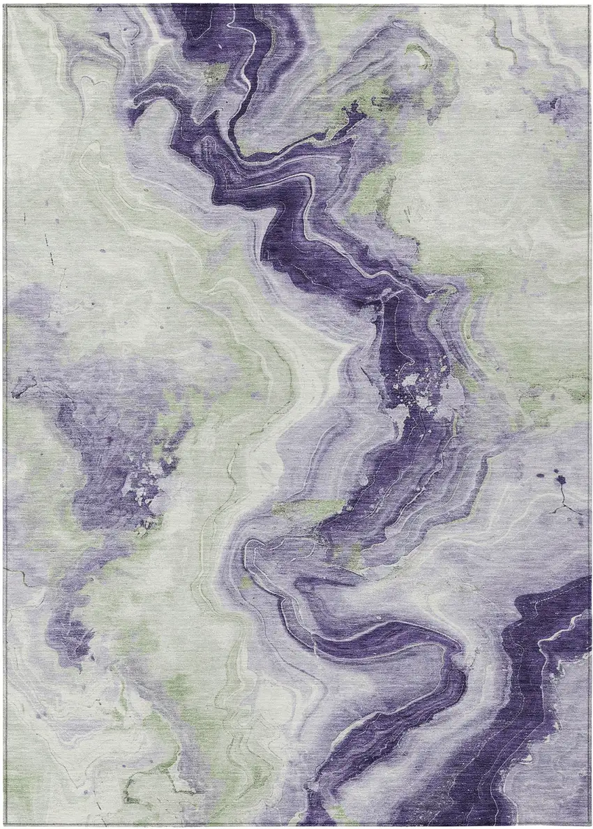 Lavender And Mint Green Abstract Washable Indoor Outdoor Area Rug Photo 1