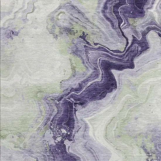 Lavender And Mint Green Abstract Washable Indoor Outdoor Area Rug Photo 3