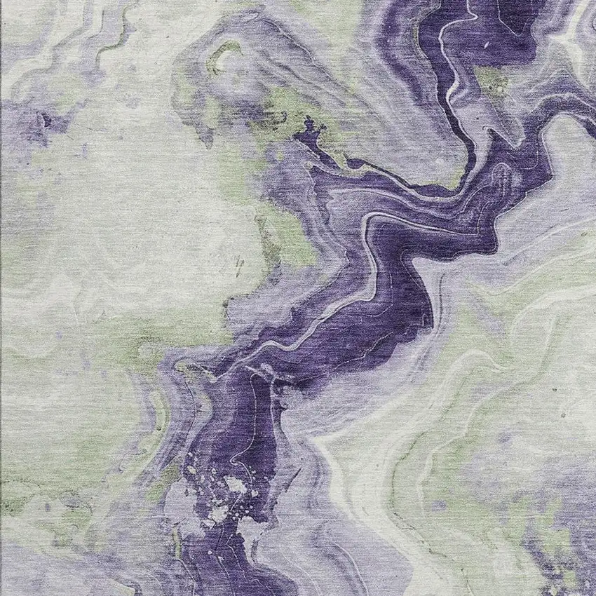 Lavender And Mint Green Abstract Washable Indoor Outdoor Area Rug Photo 3