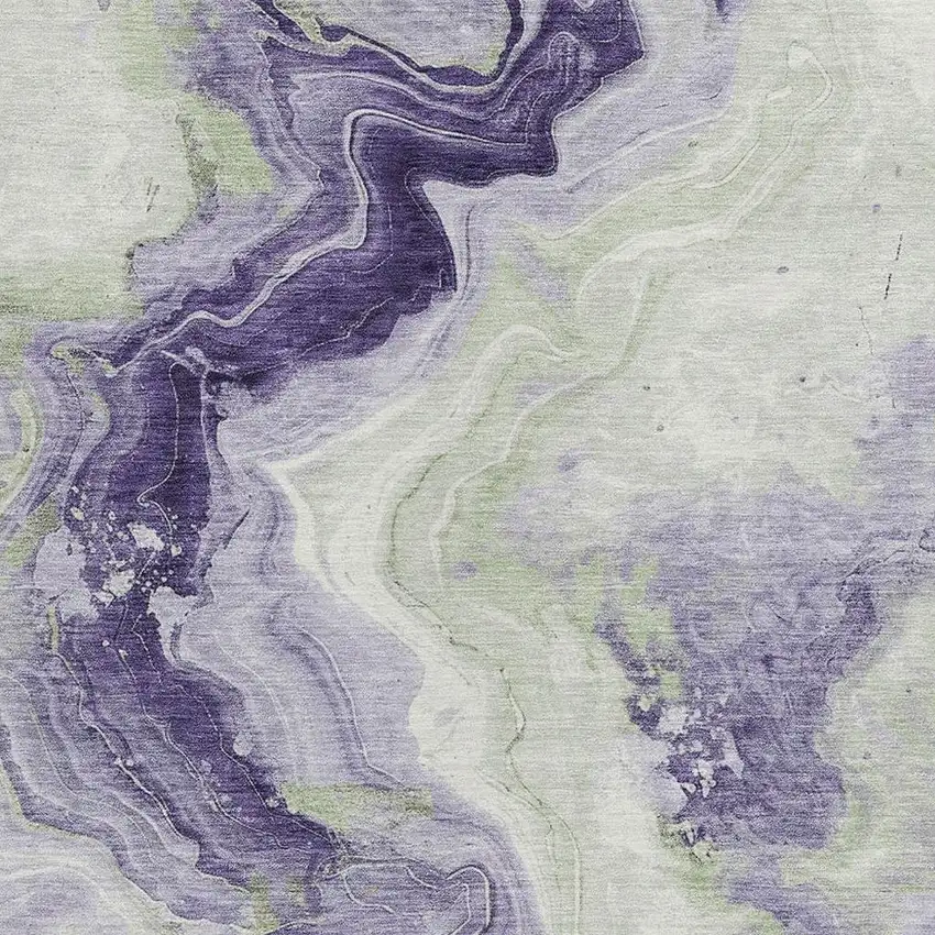 Lavender And Mint Green Abstract Washable Indoor Outdoor Area Rug Photo 3