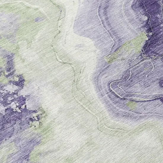 Lavender And Mint Green Abstract Washable Indoor Outdoor Area Rug Photo 8