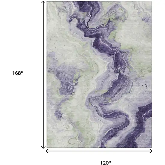 Lavender And Mint Green Abstract Washable Indoor Outdoor Area Rug Photo 9