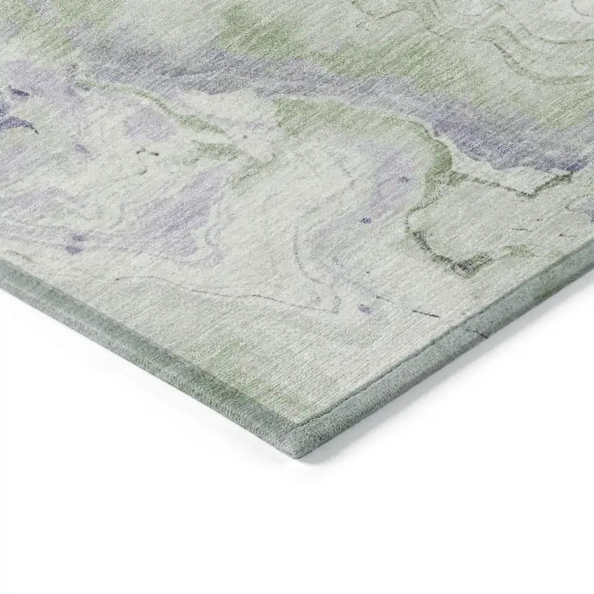 Lavender And Mint Green Abstract Washable Indoor Outdoor Area Rug Photo 9