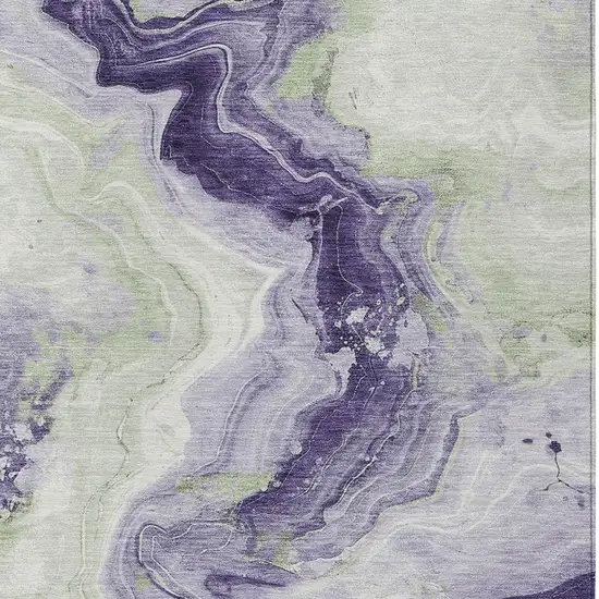 Lavender And Mint Green Abstract Washable Indoor Outdoor Area Rug Photo 6