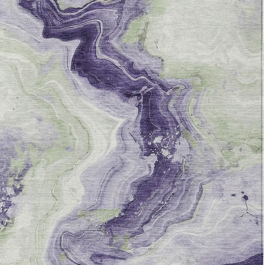 Lavender And Mint Green Abstract Washable Indoor Outdoor Area Rug Photo 6
