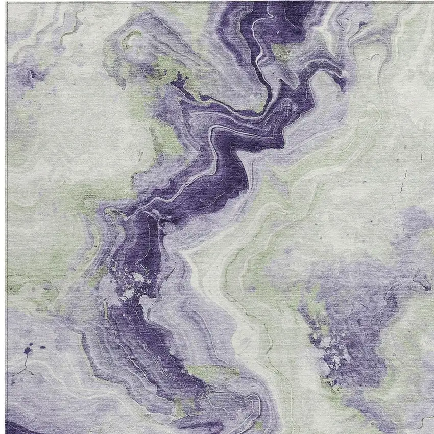 Lavender And Mint Green Abstract Washable Indoor Outdoor Area Rug Photo 3