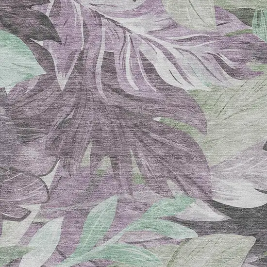 Lavender And Mint Green Floral Washable Area Rug With UV Protection Photo 2