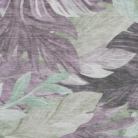 Lavender And Mint Green Floral Washable Area Rug With UV Protection Photo 2