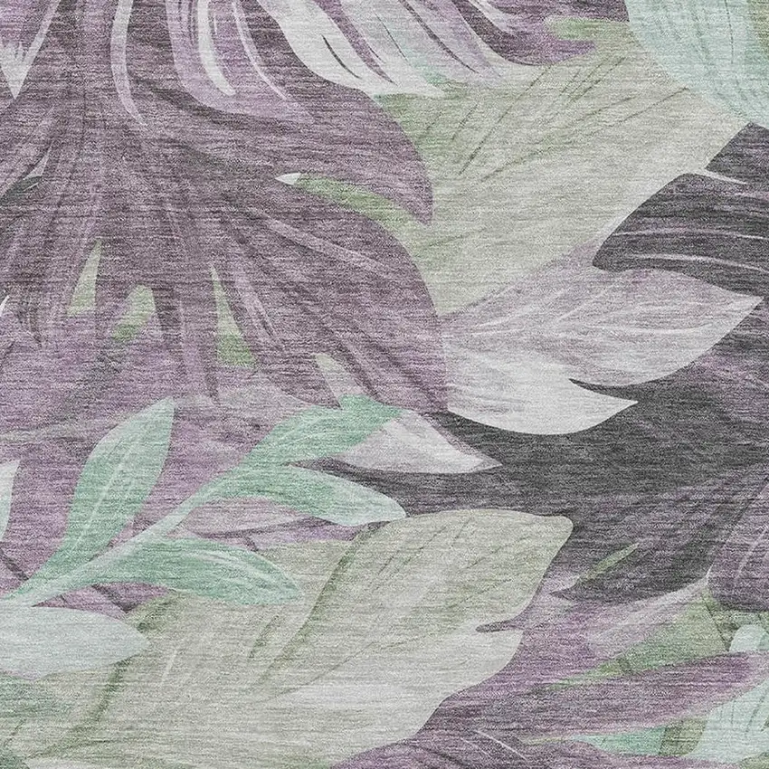 Lavender And Mint Green Floral Washable Area Rug With UV Protection Photo 2