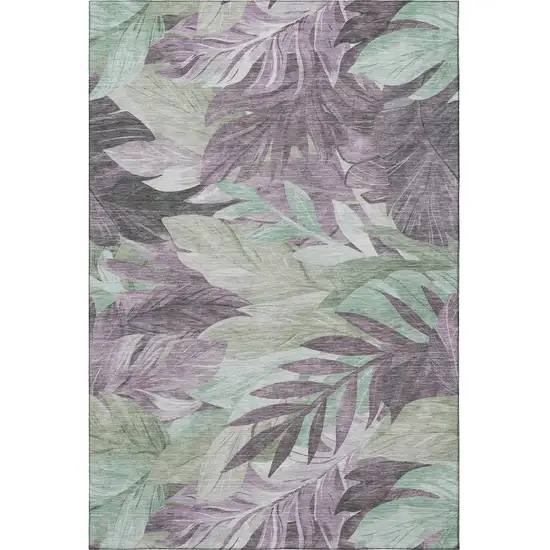 Lavender And Mint Green Floral Washable Area Rug With UV Protection Photo 3