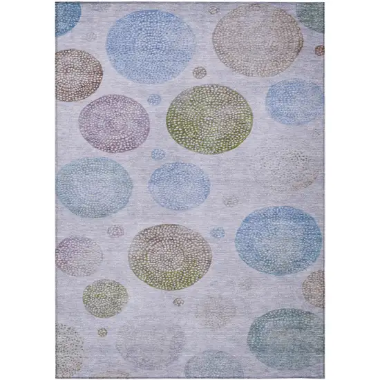 Lavender And Olive Green Geometric Washable Indoor Outdoor Area Rug Photo 9