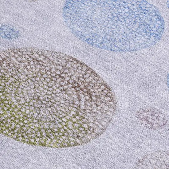 Lavender And Olive Green Geometric Washable Indoor Outdoor Area Rug Photo 4