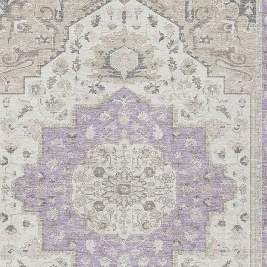Lavender And Orange Oriental Washable Indoor Outdoor Area Rug Photo 4