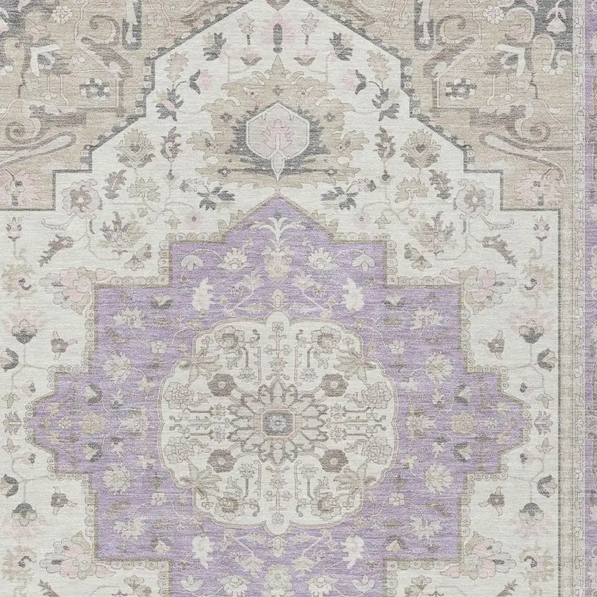 Lavender And Orange Oriental Washable Indoor Outdoor Area Rug Photo 4