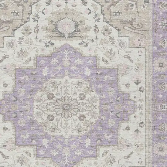 Lavender And Orange Oriental Washable Indoor Outdoor Area Rug Photo 5