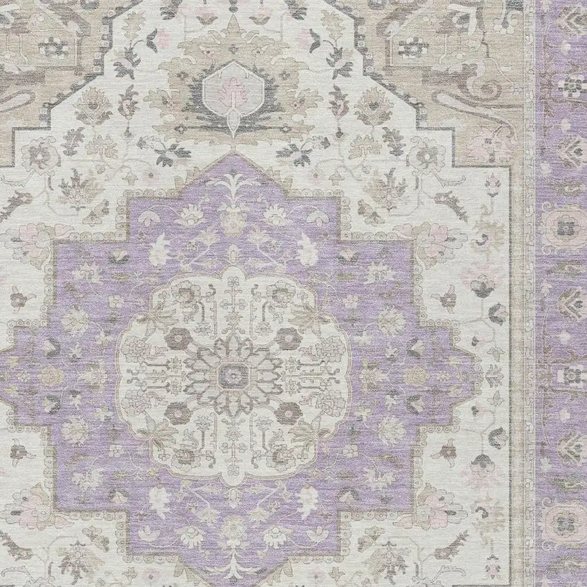 Lavender And Orange Oriental Washable Indoor Outdoor Area Rug Photo 5