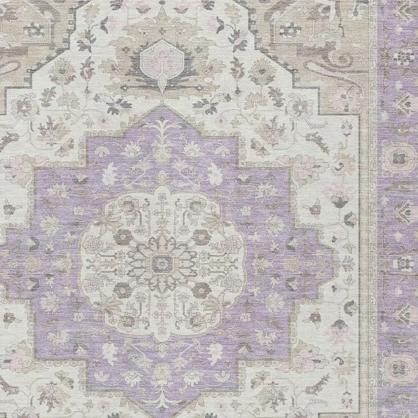 Lavender And Orange Oriental Washable Indoor Outdoor Area Rug Photo 5