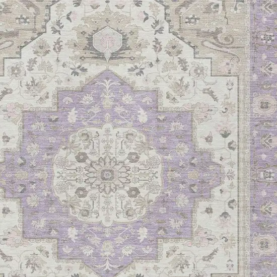 Lavender And Orange Oriental Washable Indoor Outdoor Area Rug Photo 5