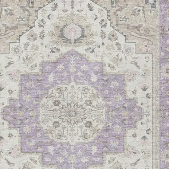 Lavender And Orange Oriental Washable Indoor Outdoor Area Rug Photo 3