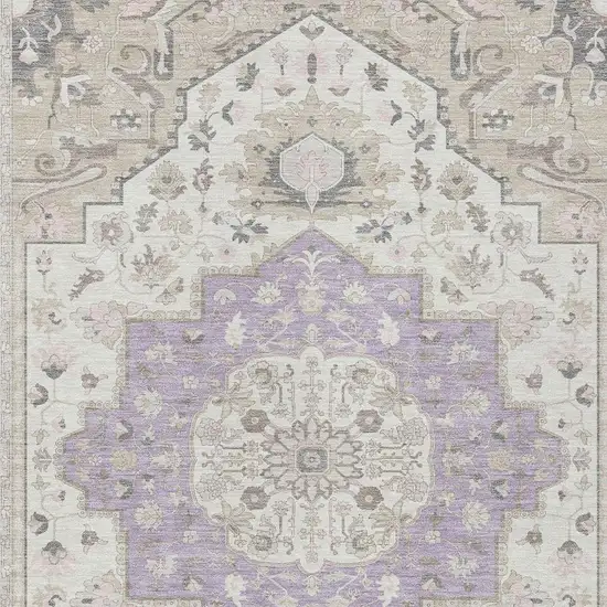 Lavender And Orange Oriental Washable Indoor Outdoor Area Rug Photo 5