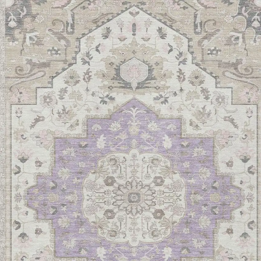 Lavender And Orange Oriental Washable Indoor Outdoor Area Rug Photo 5