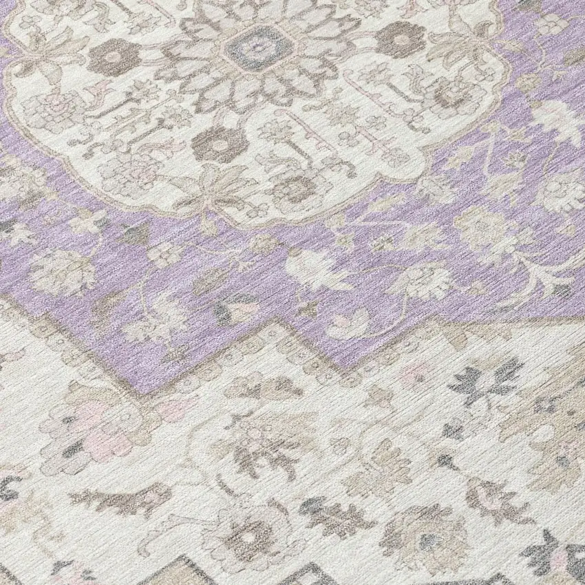 Lavender And Orange Oriental Washable Indoor Outdoor Area Rug Photo 8