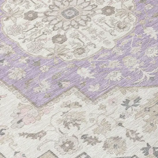 Lavender And Orange Oriental Washable Indoor Outdoor Area Rug Photo 8