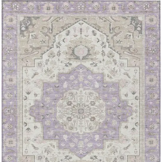 Lavender And Orange Oriental Washable Indoor Outdoor Area Rug Photo 6
