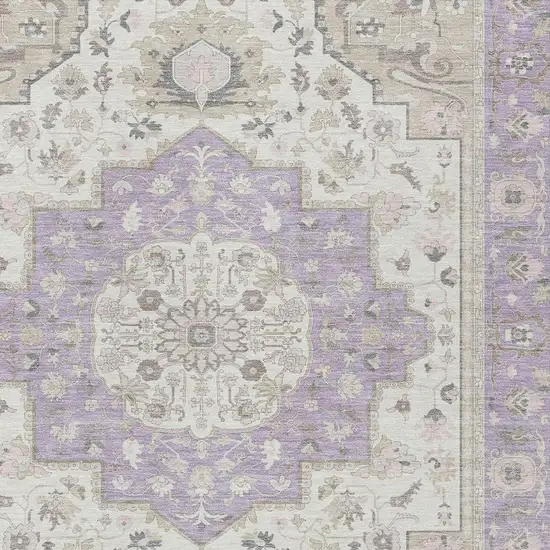Lavender And Orange Oriental Washable Indoor Outdoor Area Rug Photo 3