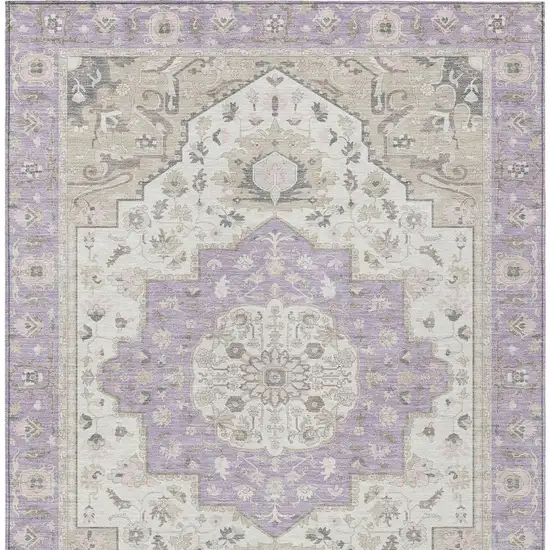 Lavender And Orange Oriental Washable Indoor Outdoor Area Rug Photo 4