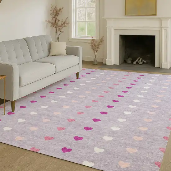 Lavender And Pink Geometric Washable Indoor Outdoor Area Rug Photo 6
