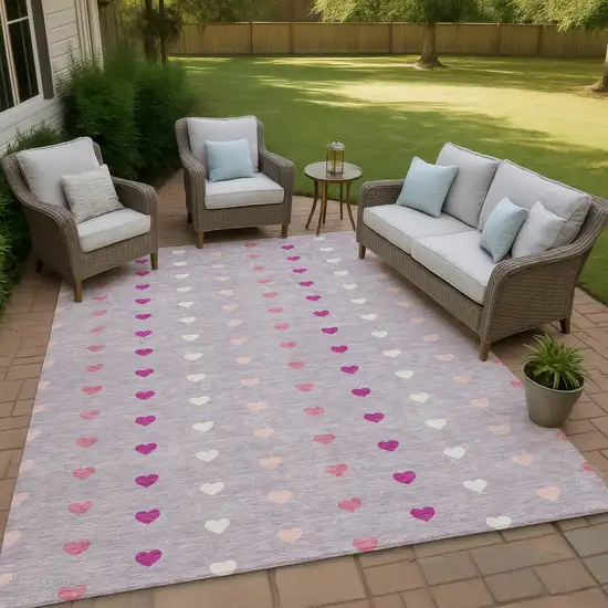 Lavender And Pink Geometric Washable Indoor Outdoor Area Rug Photo 4