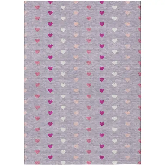 Lavender And Pink Geometric Washable Indoor Outdoor Area Rug Photo 1