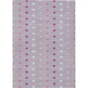 Photo of Lavender And Pink Geometric Washable Indoor Outdoor Area Rug