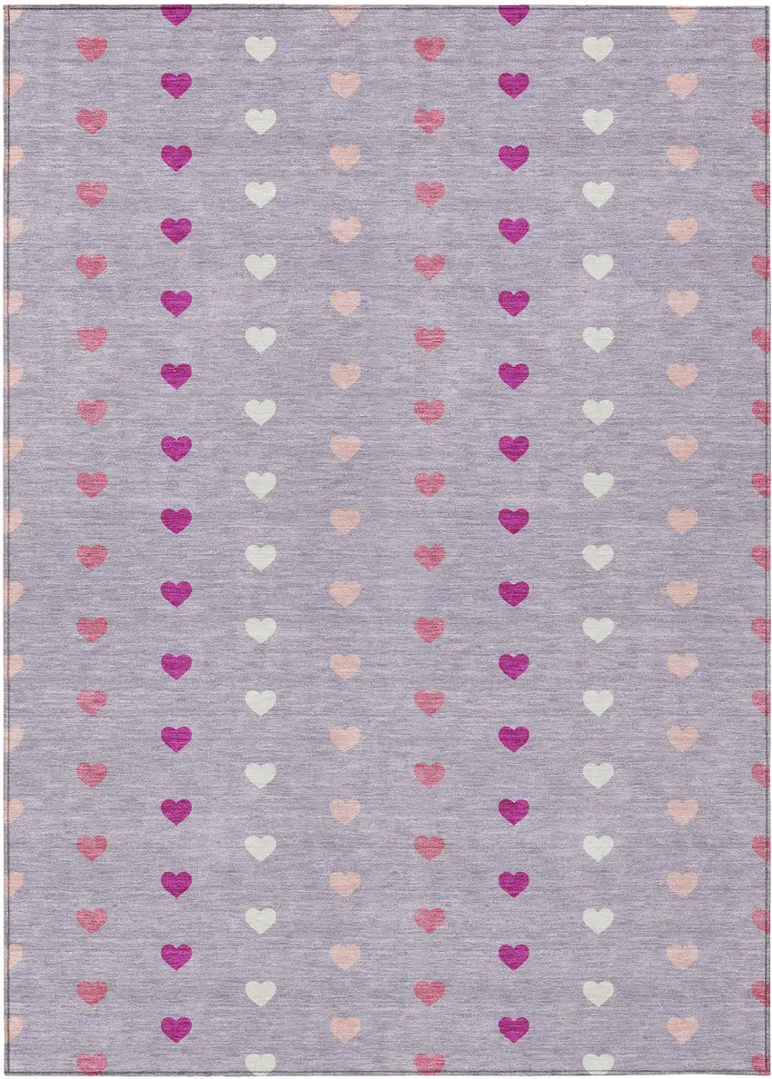 Lavender And Pink Geometric Washable Indoor Outdoor Area Rug Photo 1