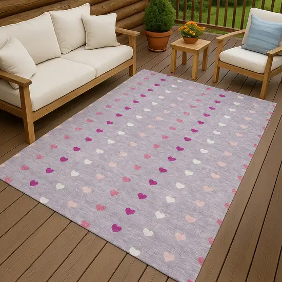 Lavender And Pink Geometric Washable Indoor Outdoor Area Rug Photo 7