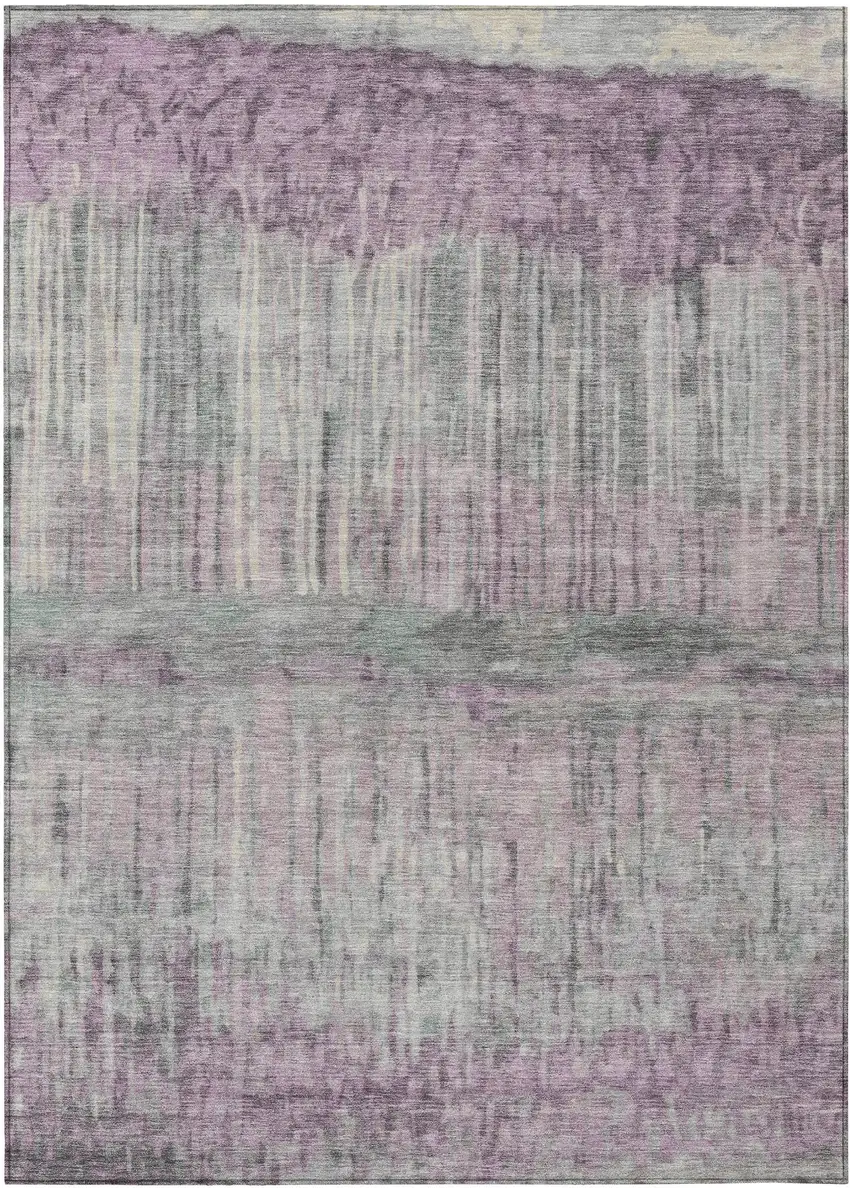 Lavender And Plum Abstract Washable Indoor Outdoor Area Rug Photo 1