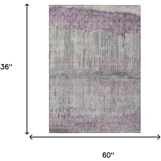 Lavender And Plum Abstract Washable Indoor Outdoor Area Rug Photo 6