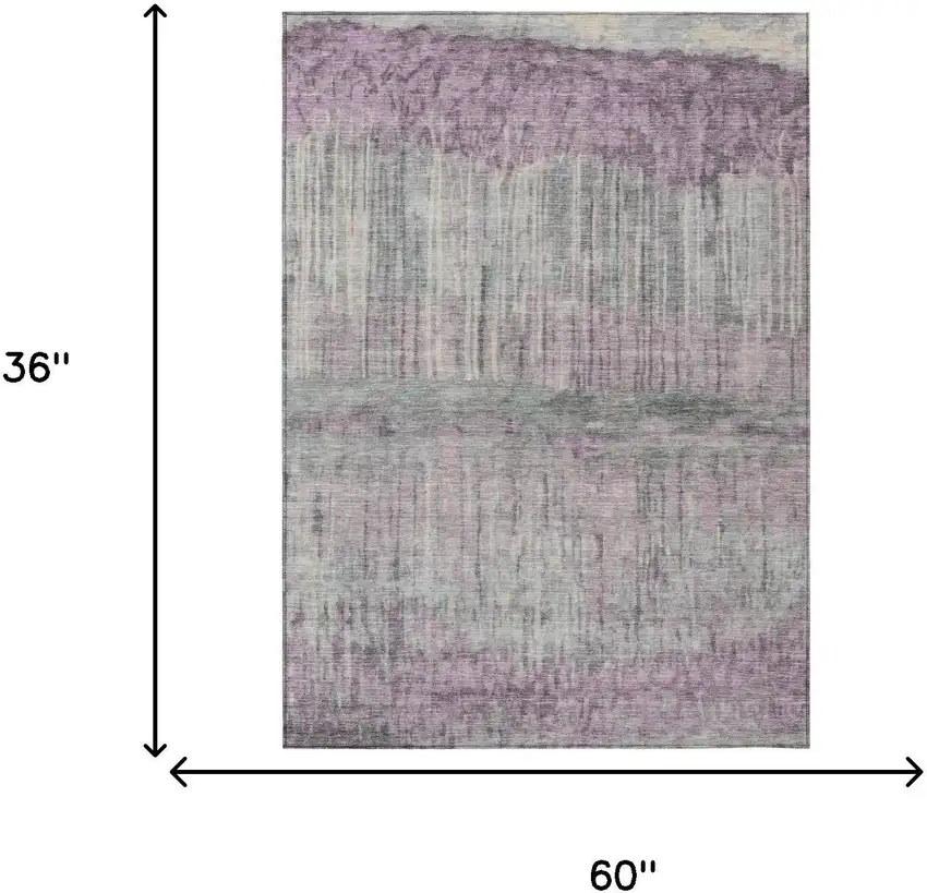 Lavender And Plum Abstract Washable Indoor Outdoor Area Rug Photo 6