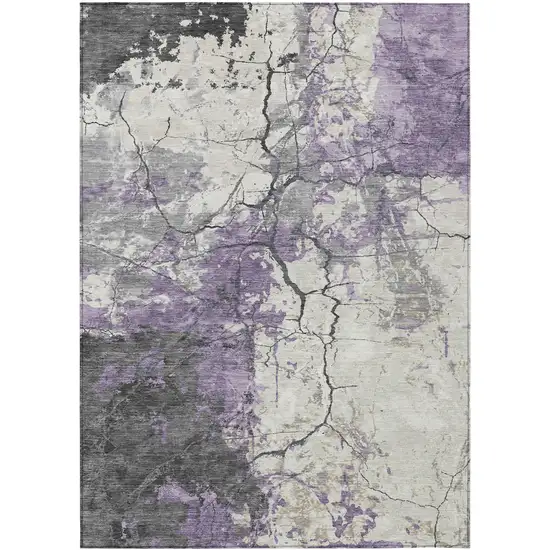 Lavender And Plum Abstract Washable Indoor Outdoor Area Rug Photo 8