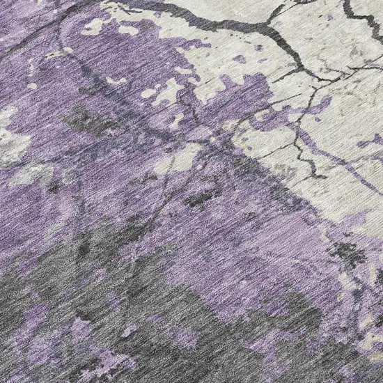 Lavender And Plum Abstract Washable Indoor Outdoor Area Rug Photo 9