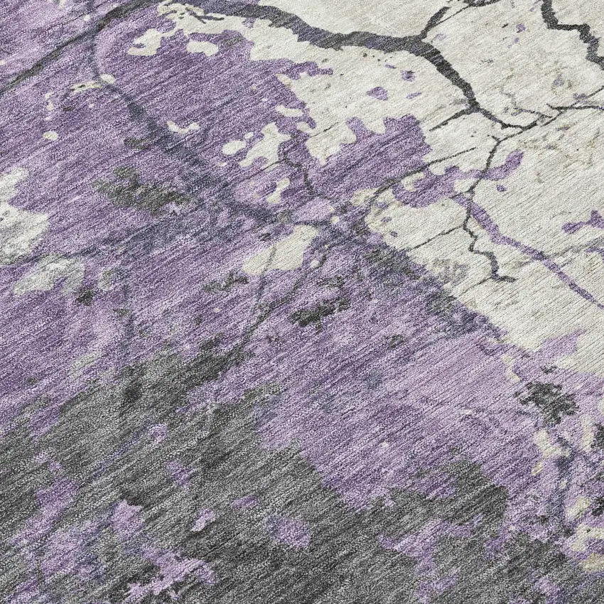 Lavender And Plum Abstract Washable Indoor Outdoor Area Rug Photo 9