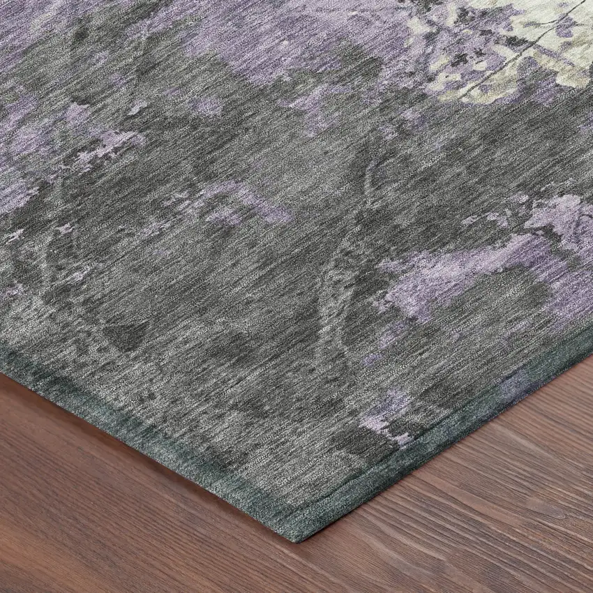 Lavender And Plum Abstract Washable Indoor Outdoor Area Rug Photo 3