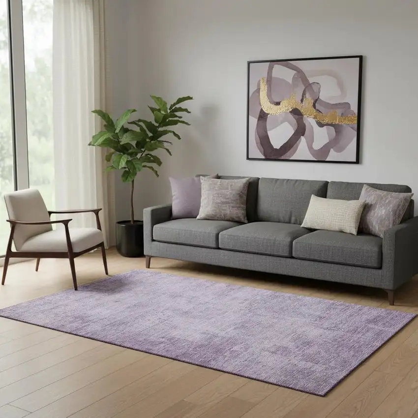 Lavender And Purple Abstract Washable Area Rug With UV Protection Photo 2